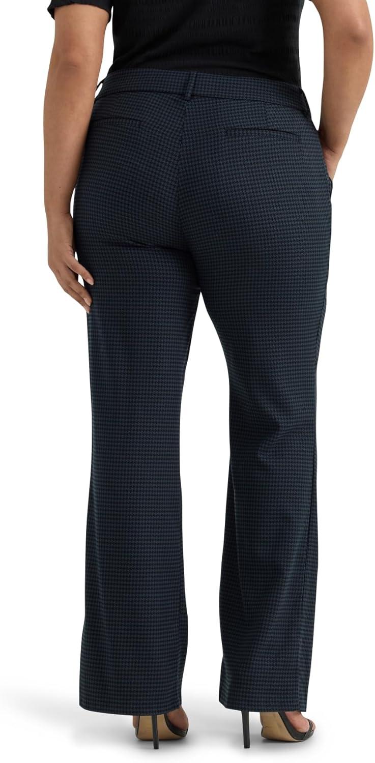 imageLee Womens Plus Size Wrinkle Free Mid Rise Bootcut PantCharcoal Black Houndstooth