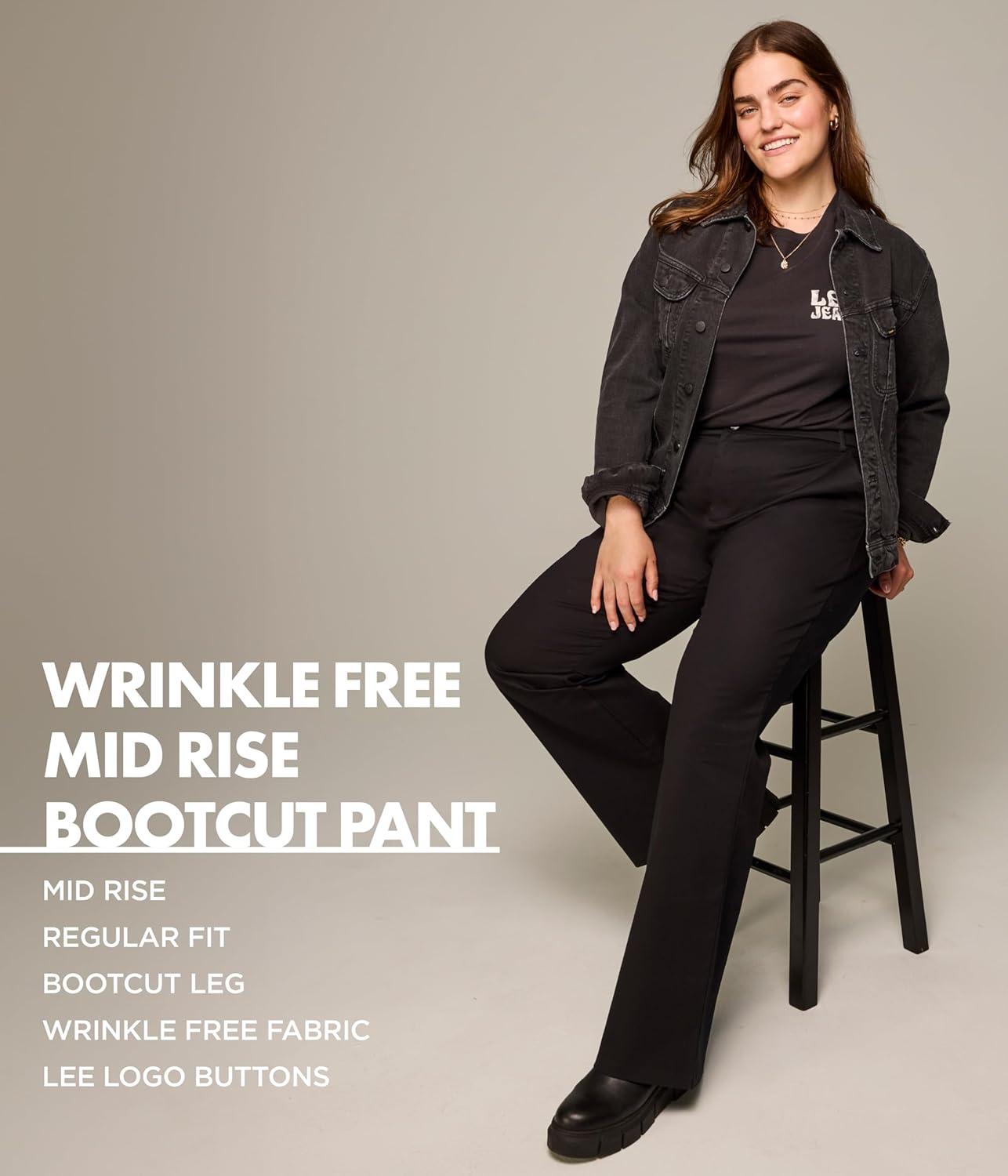 imageLee Womens Plus Size Wrinkle Free Mid Rise Bootcut PantUnionall Black