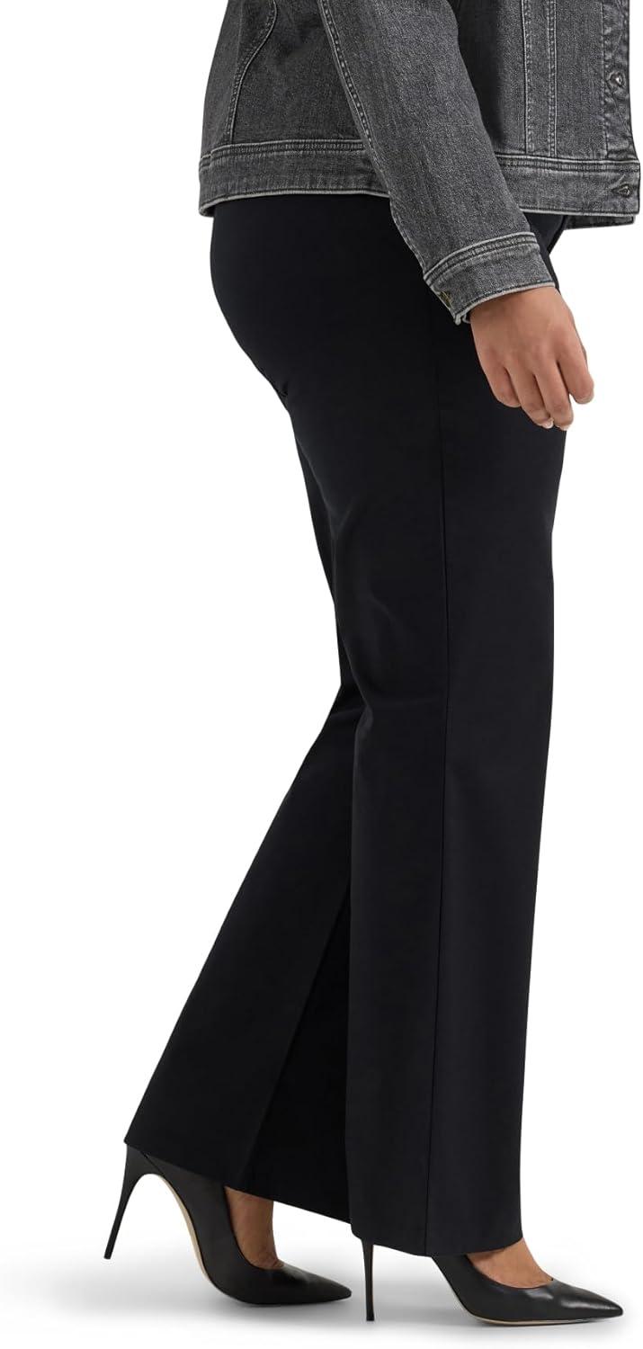 imageLee Womens Plus Size Wrinkle Free Mid Rise Bootcut PantUnionall Black