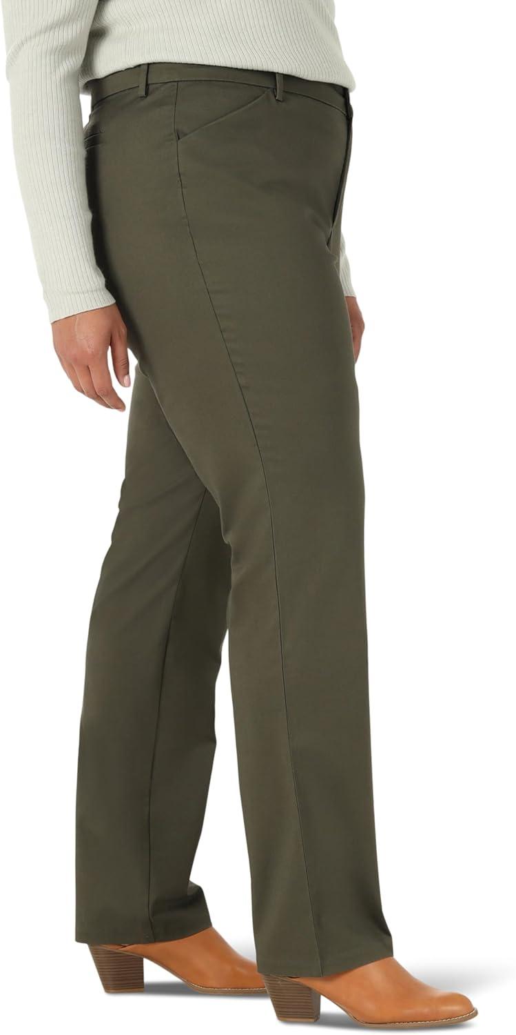 imageLee Womens Plus Size Wrinkle Free Relaxed Fit Straight Leg PantFrontier Olive