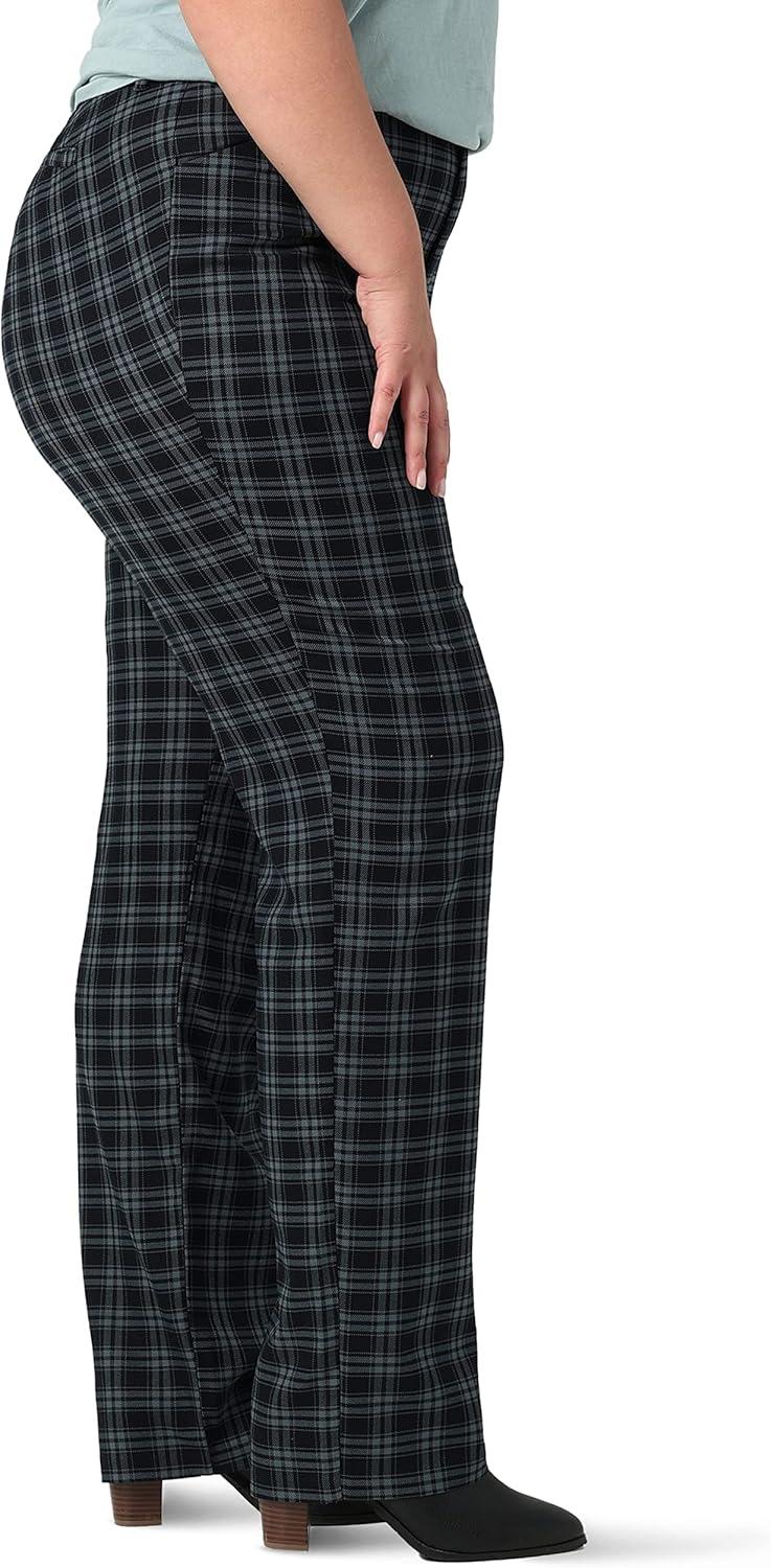 imageLee Womens Plus Size Wrinkle Free Relaxed Fit Straight Leg PantUnionall BlackGray Houndstooth
