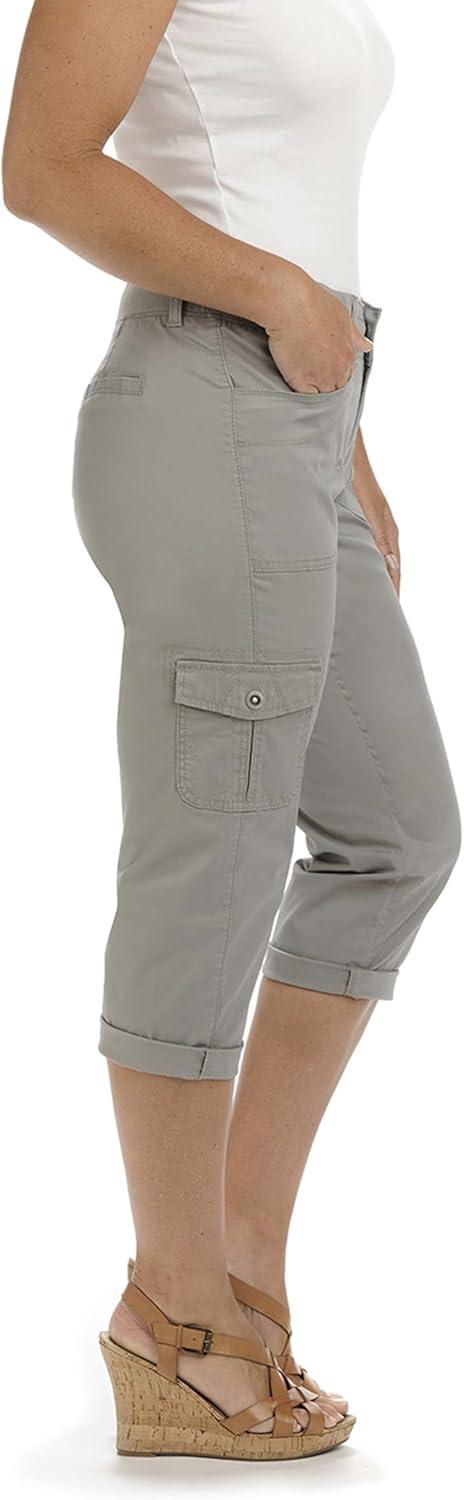 imageLee Womens Relaxed Fit Austyn Knit Waist Cargo Capri PantFrost Gray