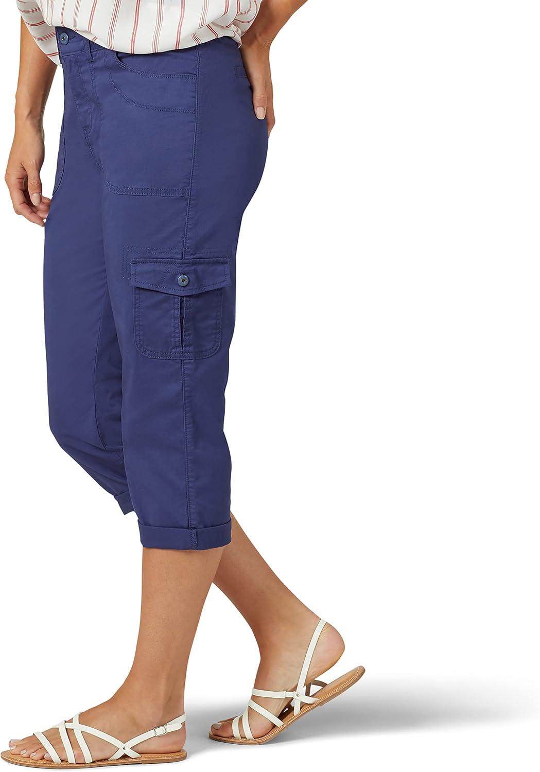 imageLee Womens Relaxed Fit Austyn Knit Waist Cargo Capri PantInk Blue