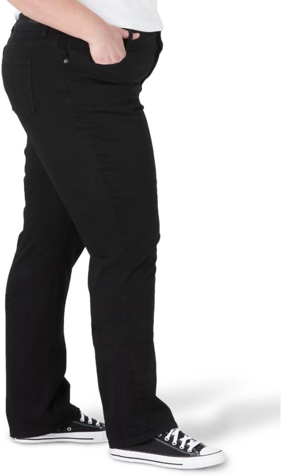 imageLee Womens Wrinkle Free Relaxed Fit Straight Leg PantBlack Onyx