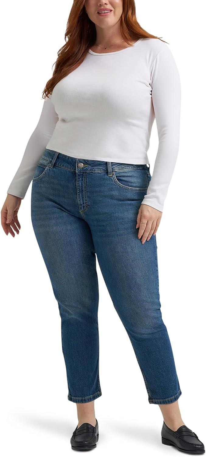 imageLee womens Plus Size Legendary 26 Straight Crop JeanIndigo Quilt