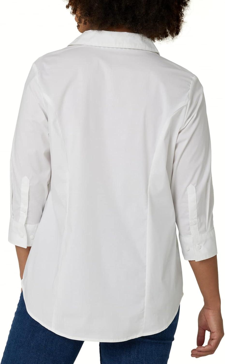 imageRiders by Lee Indigo Womens Bella Easy Care Quarter Sleeve Woven ShirtArctic White