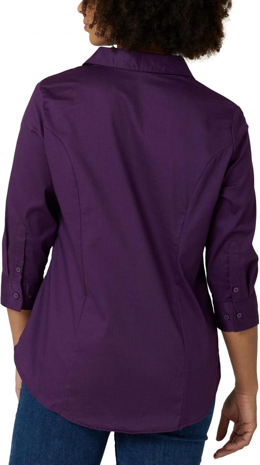 imageRiders by Lee Indigo Womens Bella Easy Care Quarter Sleeve Woven ShirtPurple Pennant