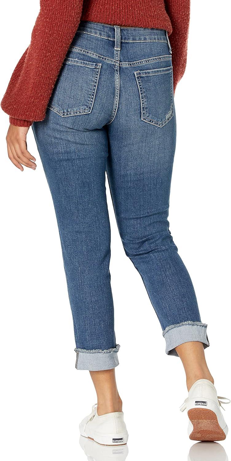 imageRiders by Lee Indigo Womens Fringe Cuff Boyfriend JeanMid Wash