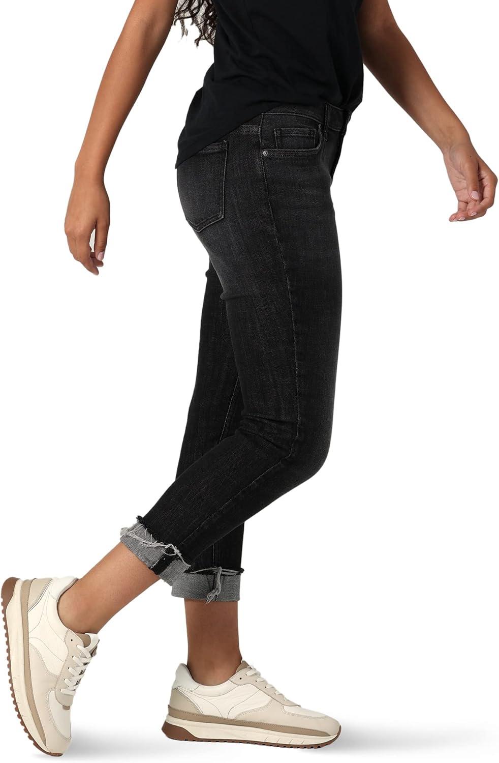 imageRiders by Lee Indigo Womens Fringe Cuff Boyfriend JeanWashed Black
