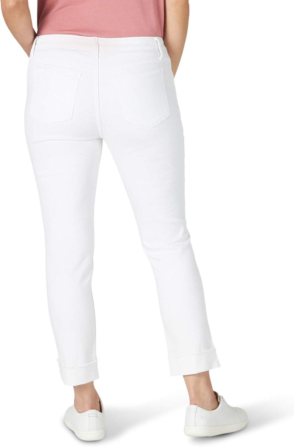 imageRiders by Lee Indigo Womens Fringe Cuff Boyfriend JeanWhite