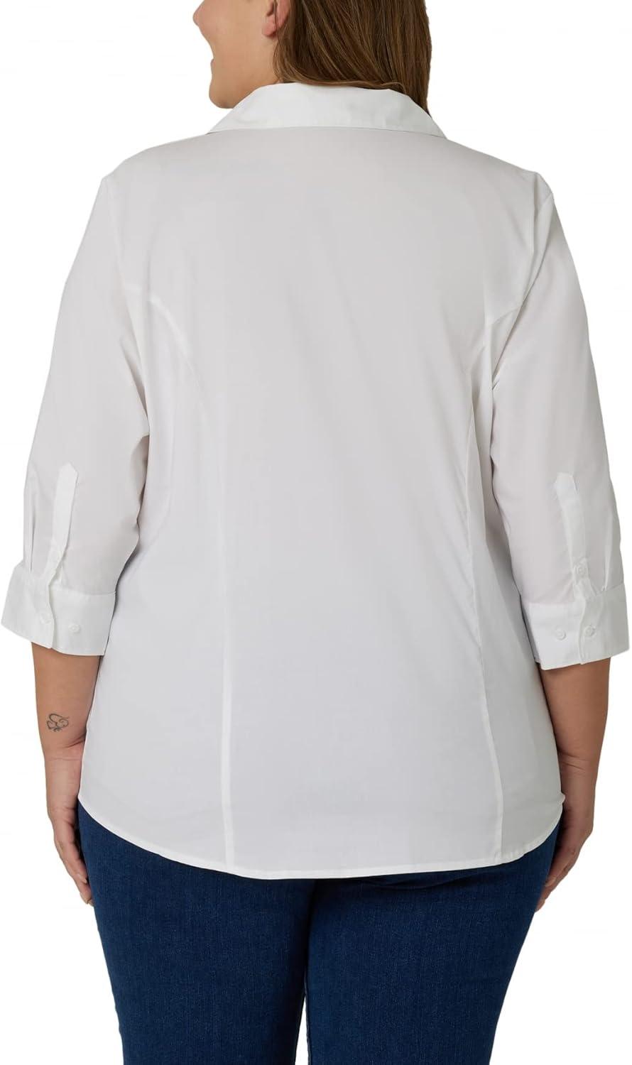 imageRiders by Lee Indigo Womens Plus Size Easy Care  Sleeve Woven ShirtArctic White