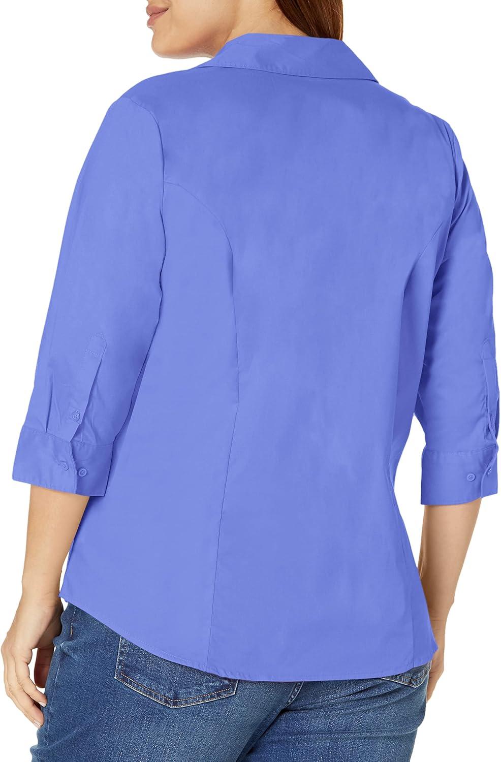 imageRiders by Lee Indigo Womens Plus Size Easy Care  Sleeve Woven ShirtBaja Blue