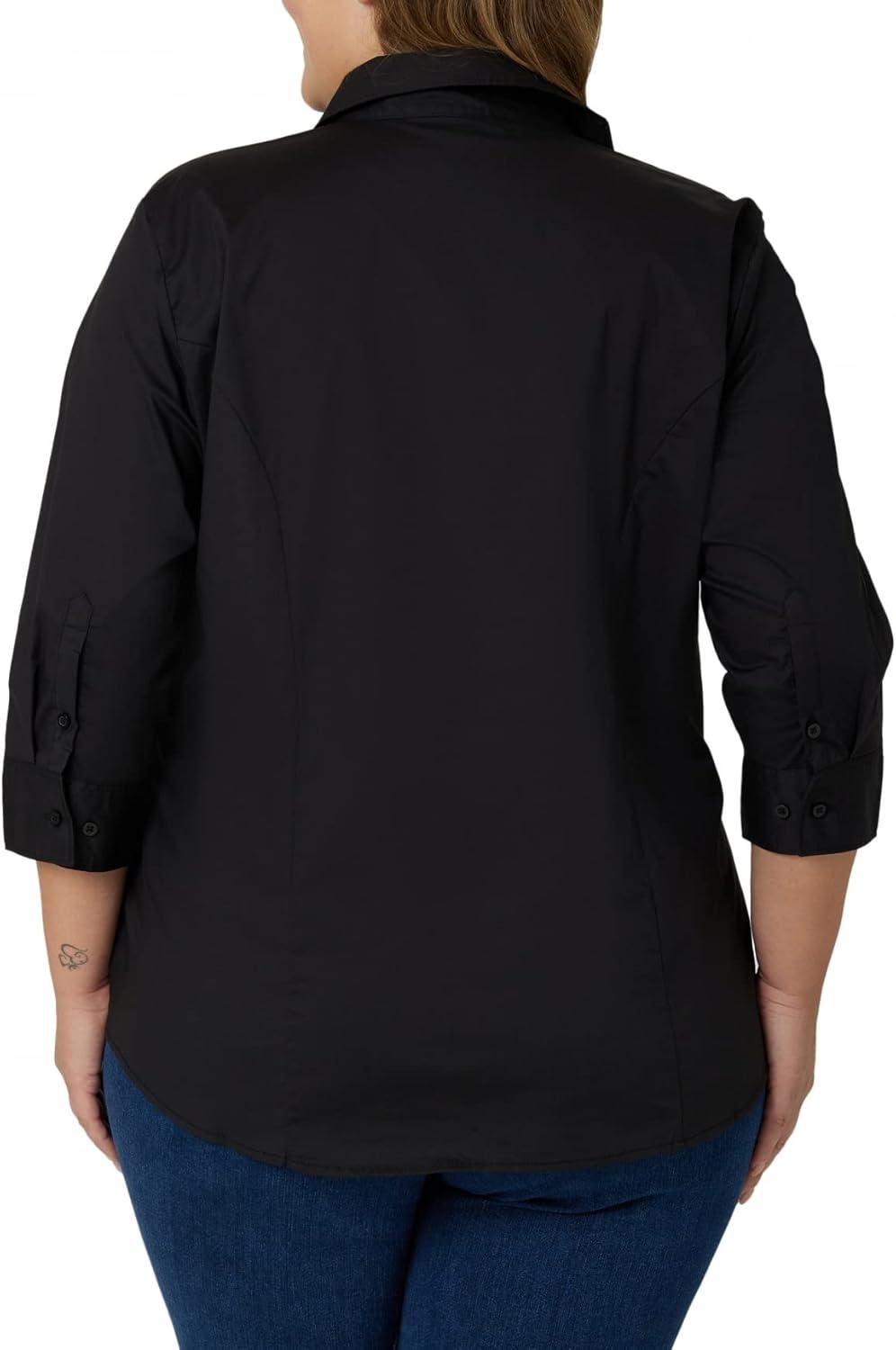 imageRiders by Lee Indigo Womens Plus Size Easy Care  Sleeve Woven ShirtBlack Soot