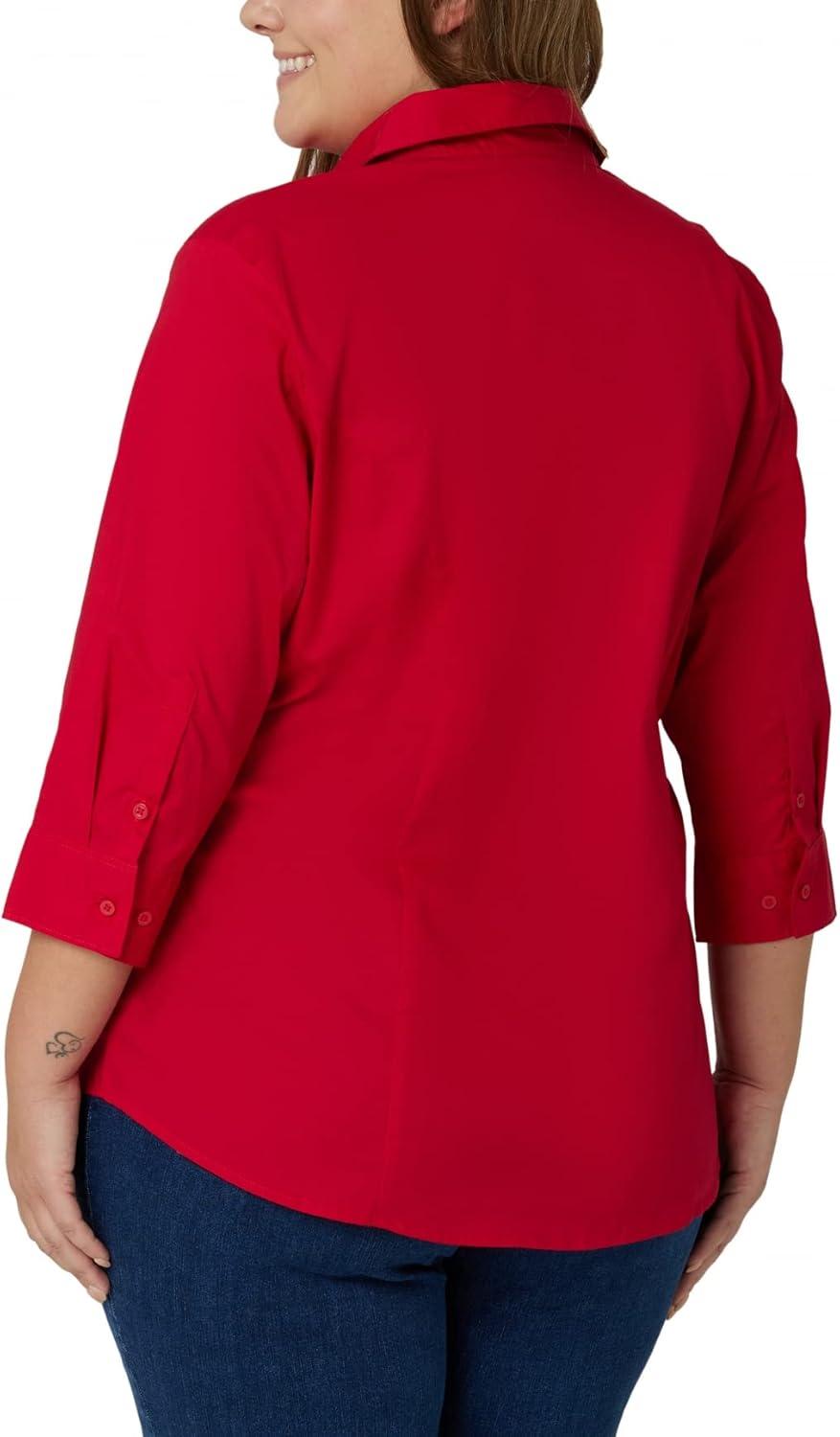 imageRiders by Lee Indigo Womens Plus Size Easy Care  Sleeve Woven ShirtClassic Red