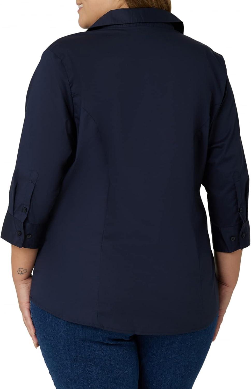 imageRiders by Lee Indigo Womens Plus Size Easy Care  Sleeve Woven ShirtDark Navy