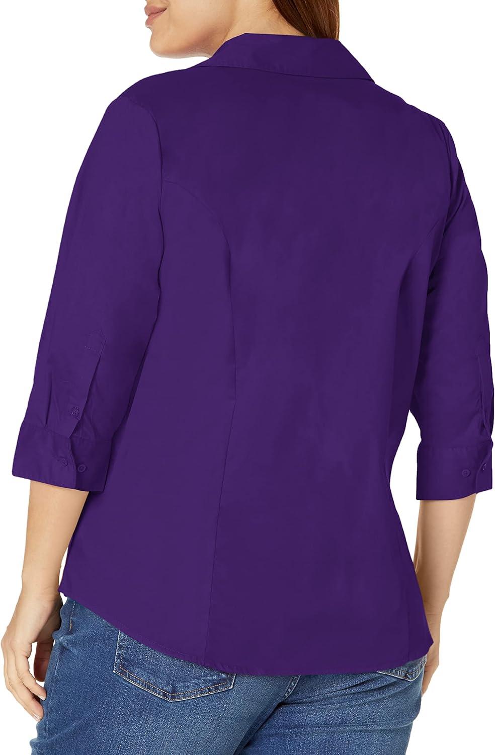 imageRiders by Lee Indigo Womens Plus Size Easy Care  Sleeve Woven ShirtParachute Purple