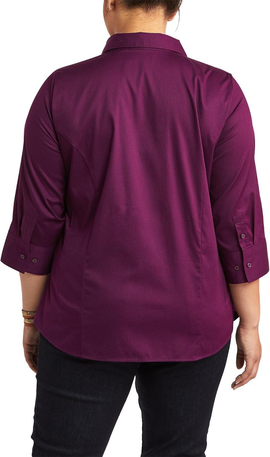 imageRiders by Lee Indigo Womens Plus Size Easy Care  Sleeve Woven ShirtPickled Beet