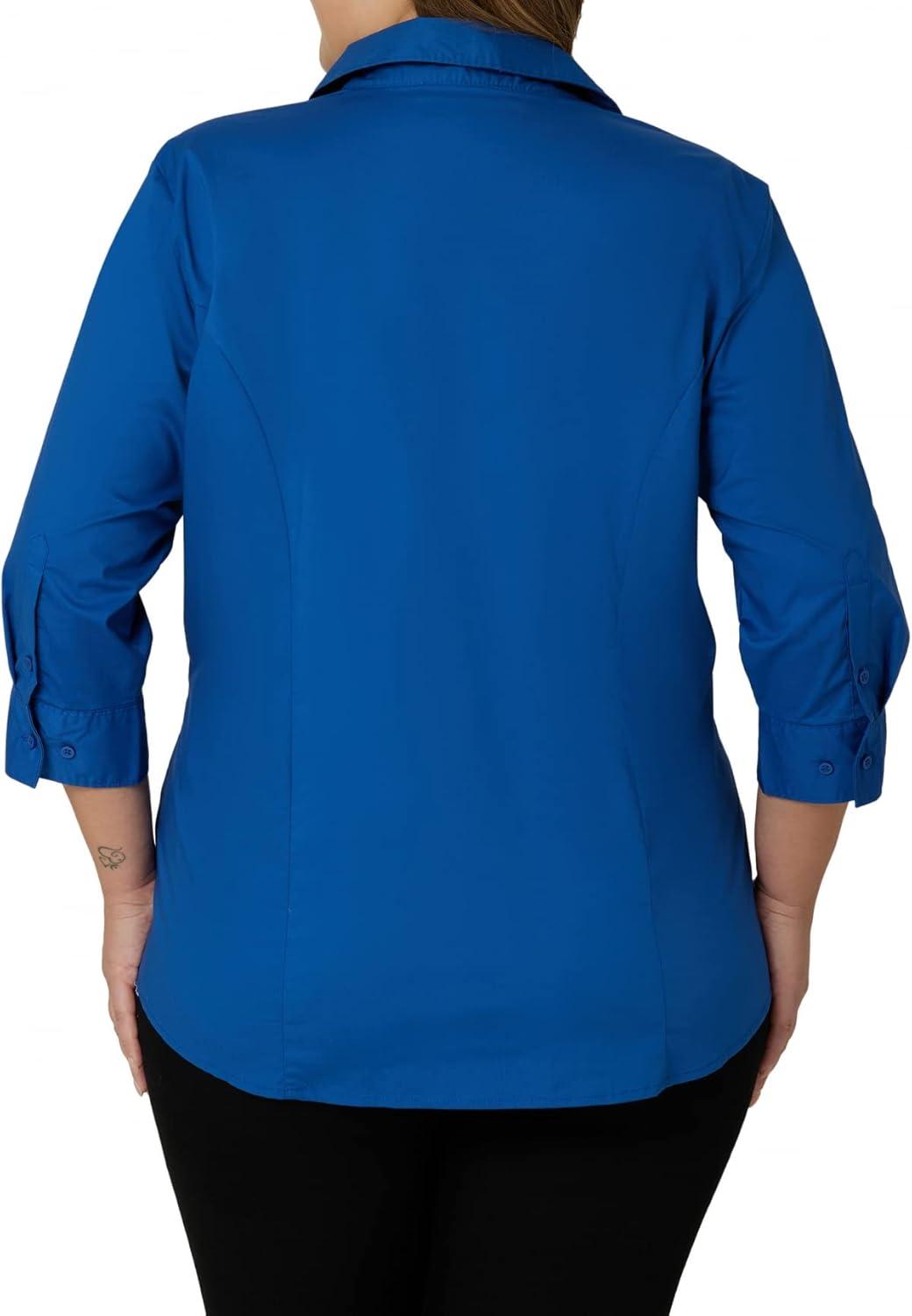 imageRiders by Lee Indigo Womens Plus Size Easy Care  Sleeve Woven ShirtTrue Blue