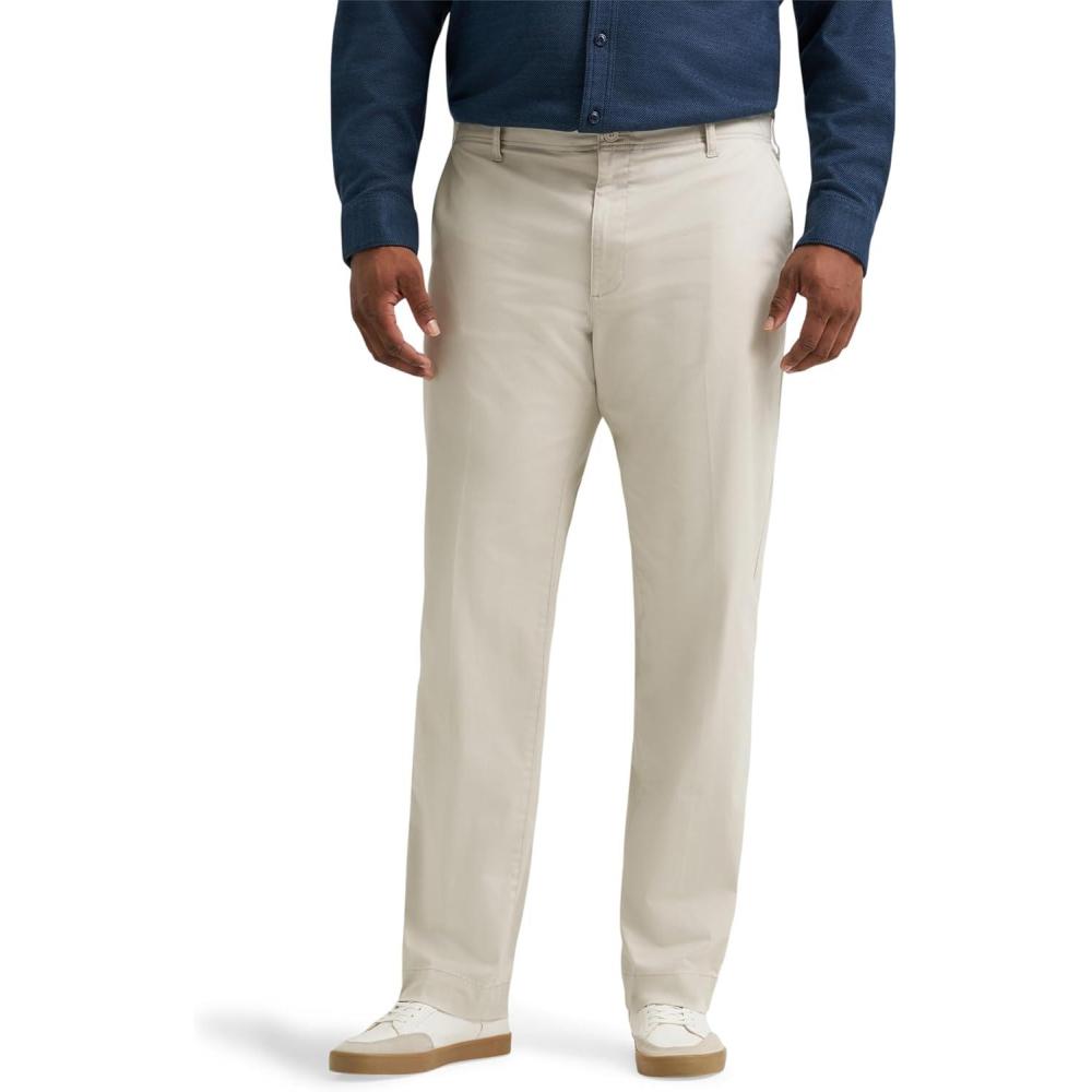 imageLee Mens Big ampamp Tall Extreme Motion Flat Front Regular Straight PantCity Beige