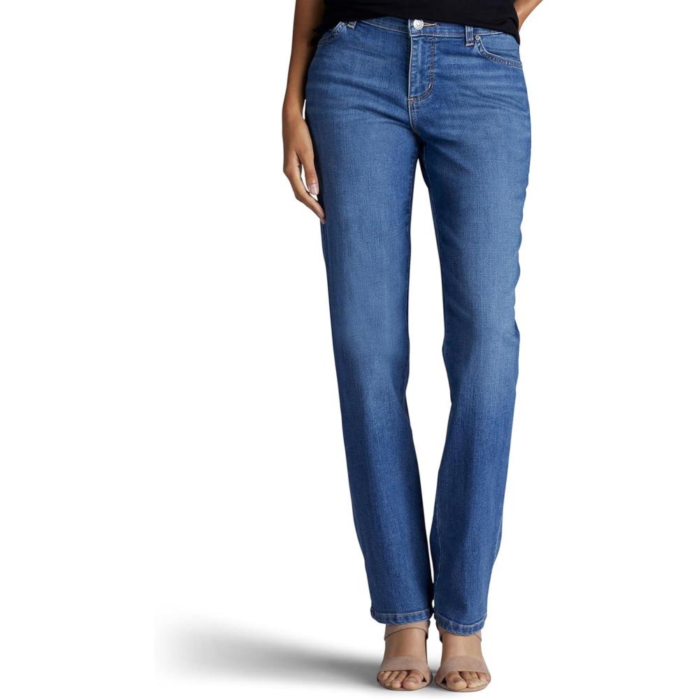 imageLee Womens Petite Relaxed Fit Straight Leg JeanMeridian Blue