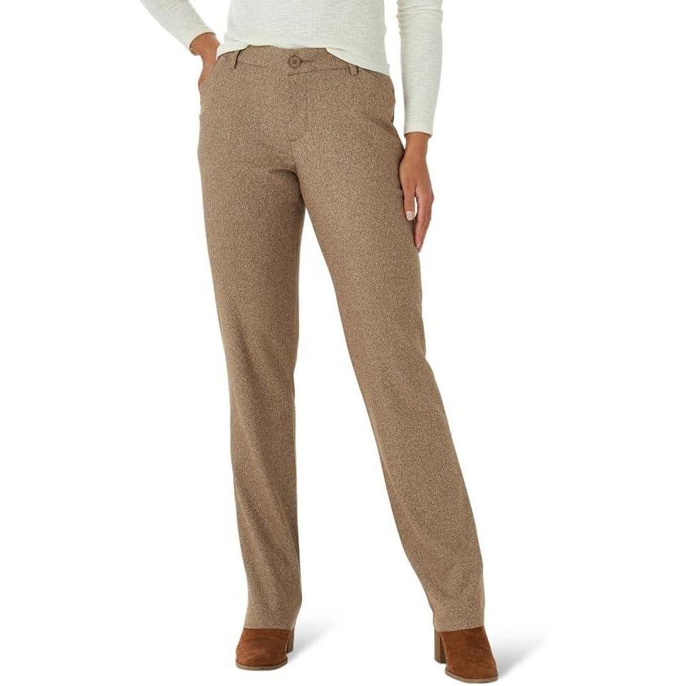 imageLee Womens Petite Wrinkle Free Relaxed Fit Straight Leg PantDark Earth