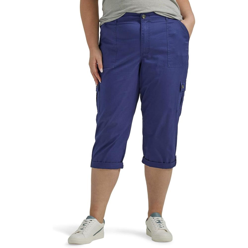 imageLee Womens Plus Size Ultra Lux Comfort with Flextogo Cargo Capri PantMedieval Blue