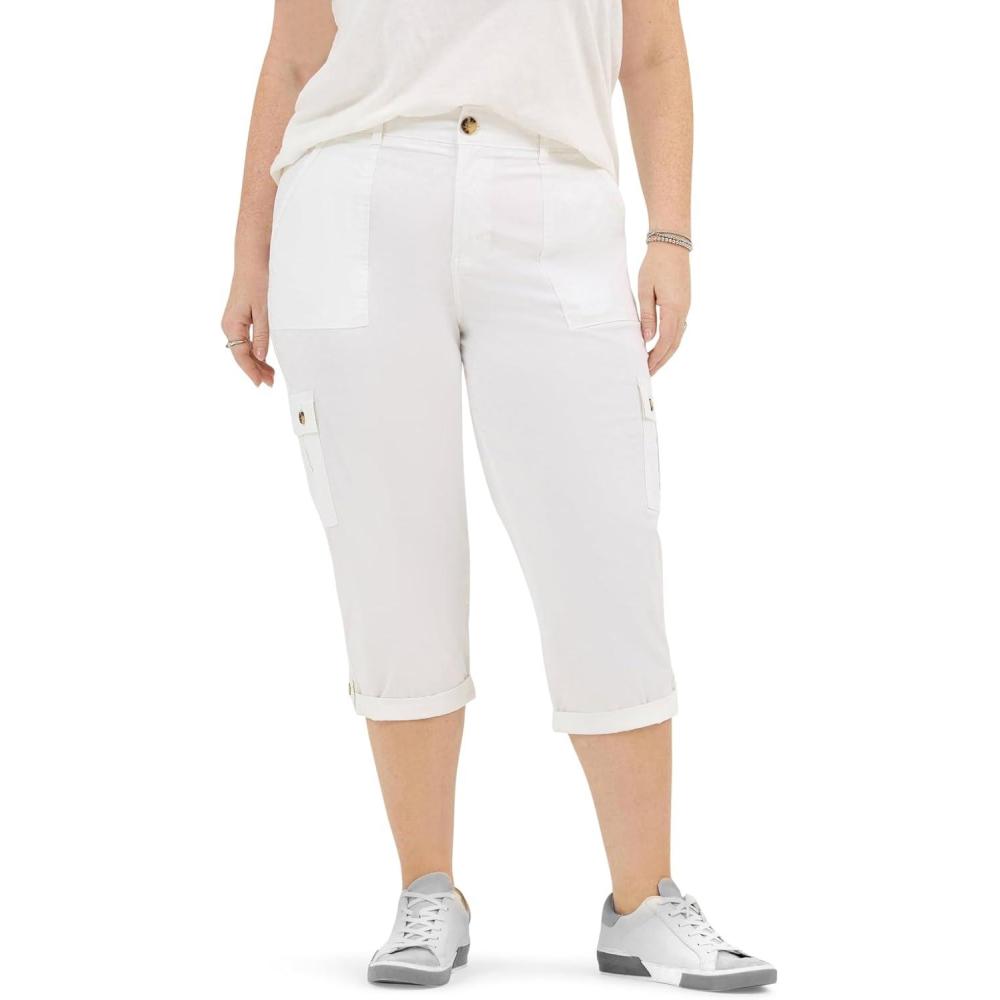 imageLee Womens Plus Size Ultra Lux Comfort with Flextogo Cargo Capri PantWhite