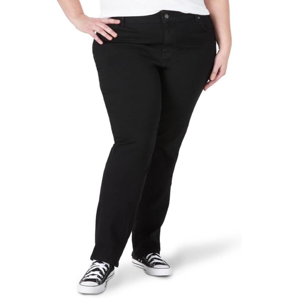 imageLee Womens Wrinkle Free Relaxed Fit Straight Leg PantBlack Onyx