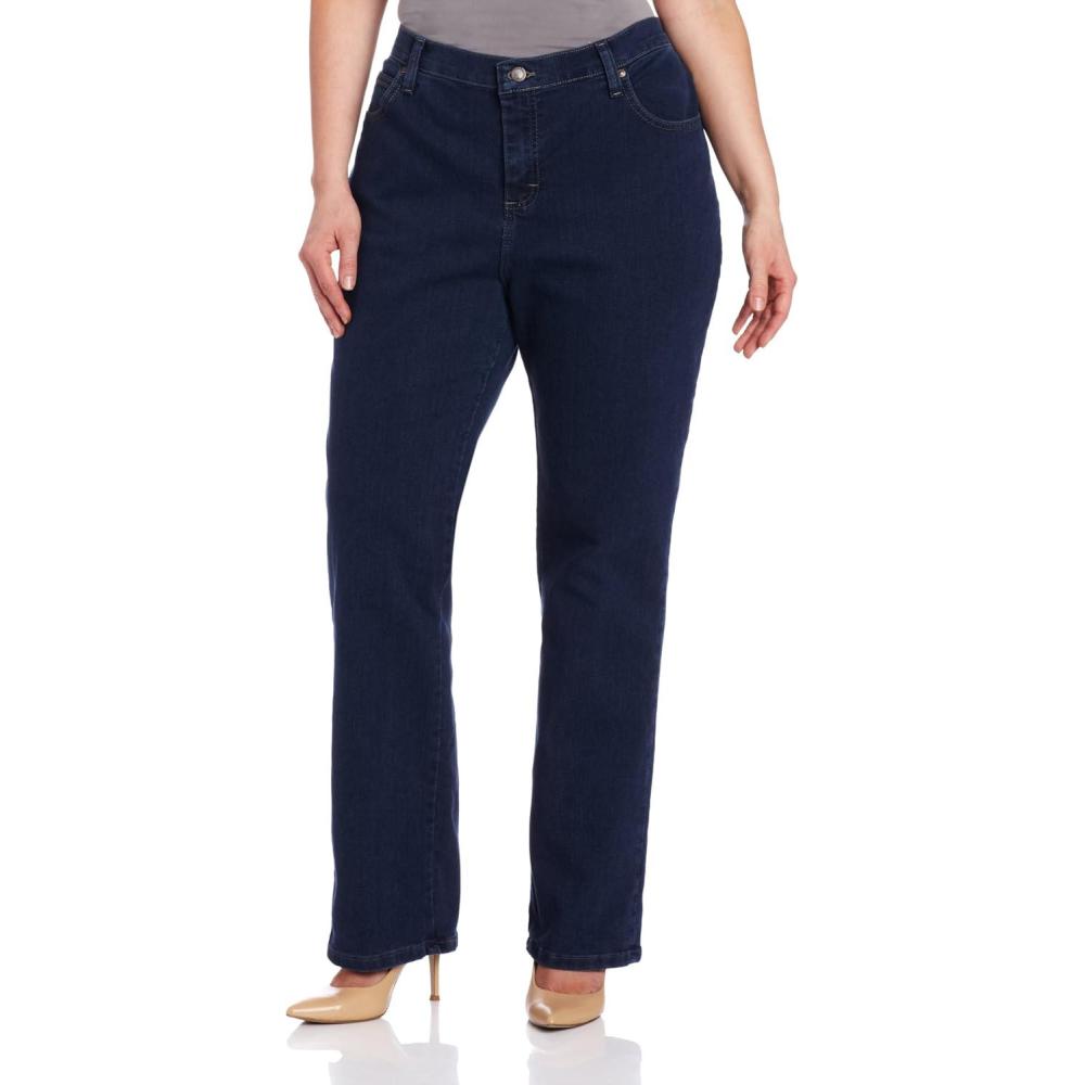 imageLee Womens Wrinkle Free Relaxed Fit Straight Leg PantPremium Dark