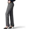 imageLee Womens Petite Wrinkle Free Relaxed Fit Straight Leg PantBlackWhite Rockhill Plaid