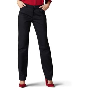 imageLee Womens Petite Wrinkle Free Relaxed Fit Straight Leg PantBlack