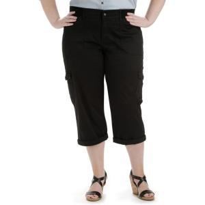 imageLee Womens Plus Size Relaxed Fit Austyn Knit Waist Cargo Capri PantBlack