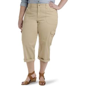imageLee Womens Plus Size Relaxed Fit Austyn Knit Waist Cargo Capri PantCaf