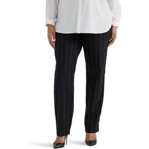 imageLee Womens Plus Size Wrinkle Free Relaxed Fit Straight Leg PantBlack Pinstripe