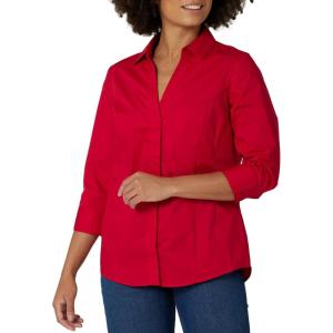 imageRiders by Lee Indigo Womens Bella Easy Care Quarter Sleeve Woven ShirtClassic Red