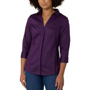 imageRiders by Lee Indigo Womens Bella Easy Care Quarter Sleeve Woven ShirtPurple Pennant