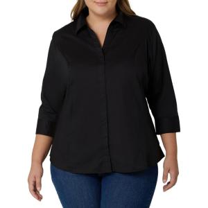 imageRiders by Lee Indigo Womens Plus Size Easy Care  Sleeve Woven ShirtBlack Soot
