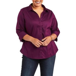 imageRiders by Lee Indigo Womens Plus Size Easy Care  Sleeve Woven ShirtPickled Beet