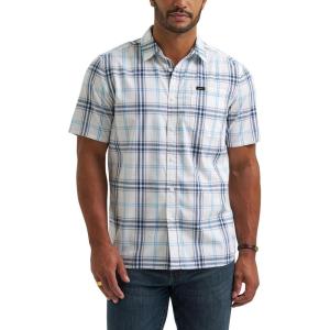 imageLee Mens All Purpose Classic Fit Short Sleeve ShirtOrion BlueWhite Plaid
