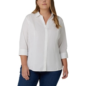 image:imageRiders by Lee Indigo Womens Plus Size Easy Care  Sleeve Woven ShirtArctic White