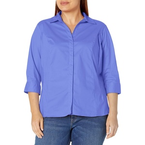 image:imageRiders by Lee Indigo Womens Plus Size Easy Care  Sleeve Woven ShirtBaja Blue