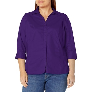 image:imageRiders by Lee Indigo Womens Plus Size Easy Care  Sleeve Woven ShirtParachute Purple